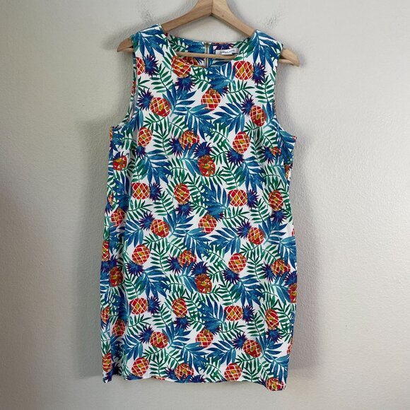 Tabitha Webb Womens 12 Pineapple Tropical Leaf Print Sleeveless Sheath Dress - Picture 8 of 11